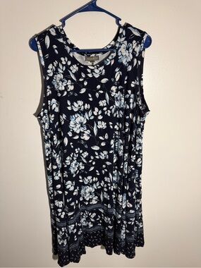 Style & Co. Navy Floral Sleeveless Dress